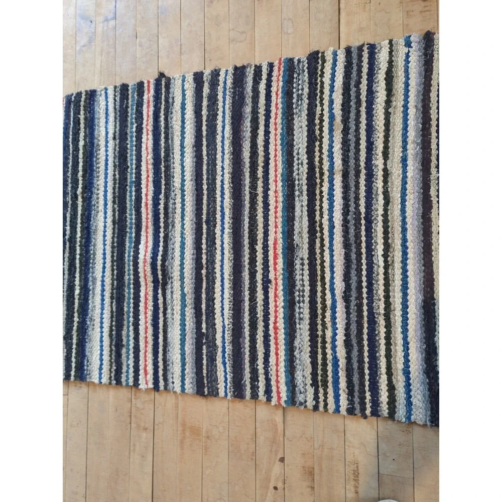 Antique Imported Swedish Hand‎ Made Rag Rug Runner (27.5